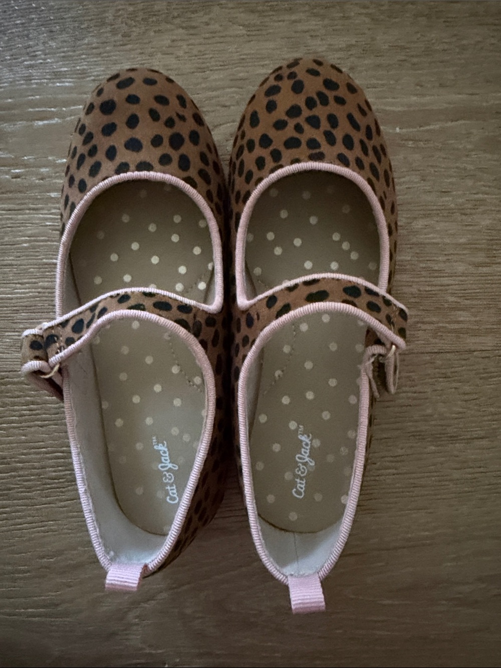 Cat & Jack Brown Leopard Print Mary Jane Shoes with Pink Trim